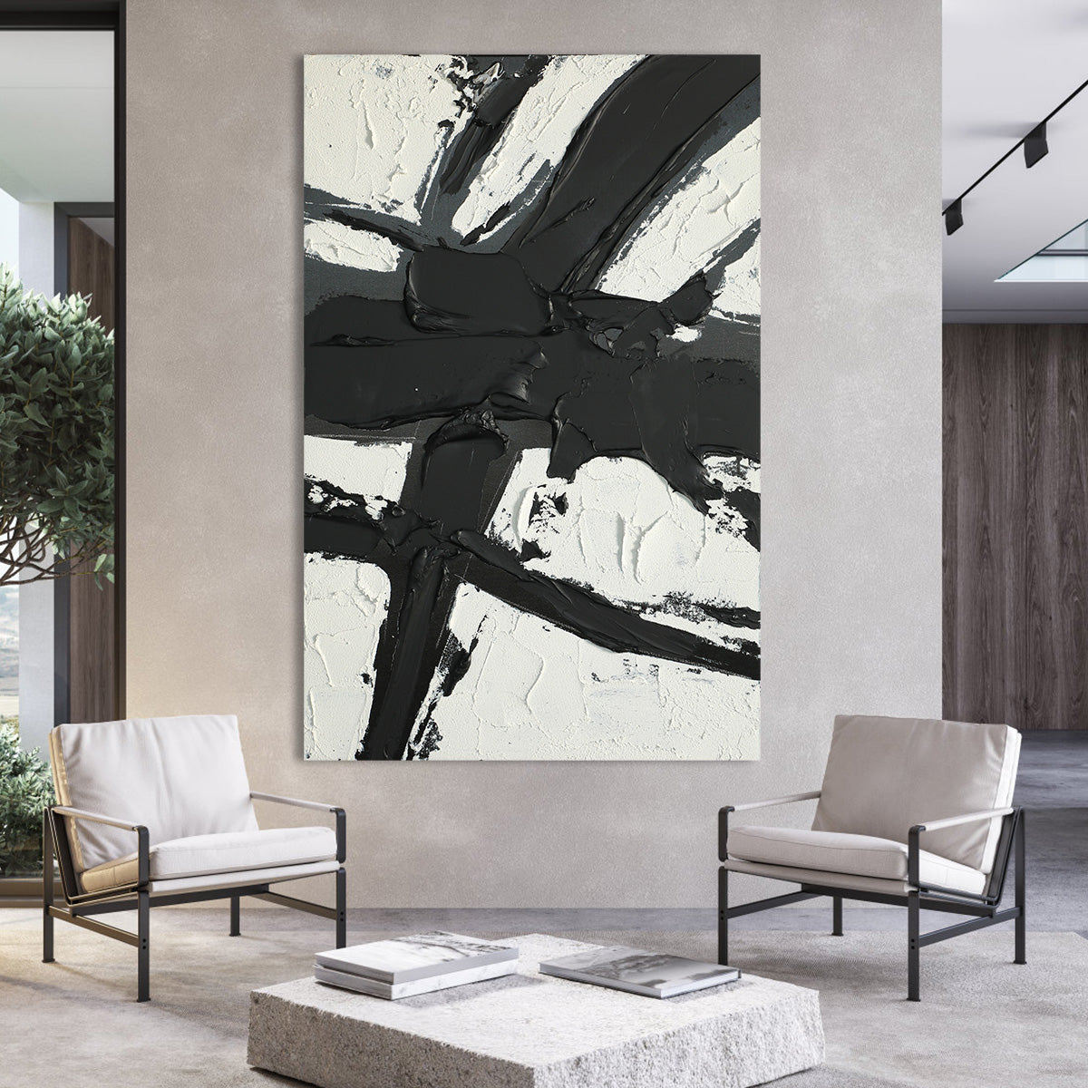 Bold Black and White Abstract Art