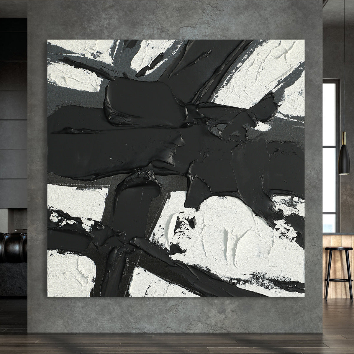 Bold Monochrome Abstract Canvas