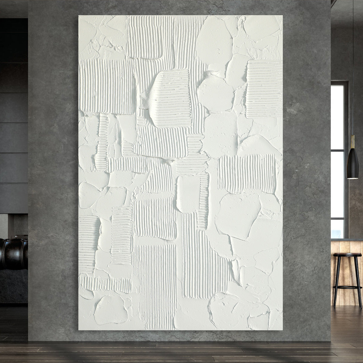 Geometric White Texture Canvas