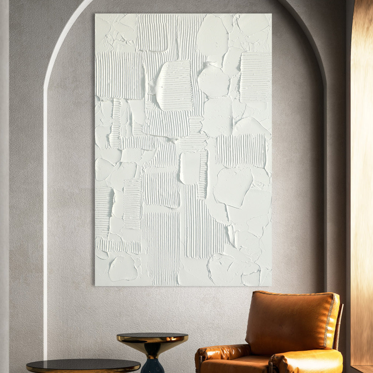 Geometric White Texture Canvas