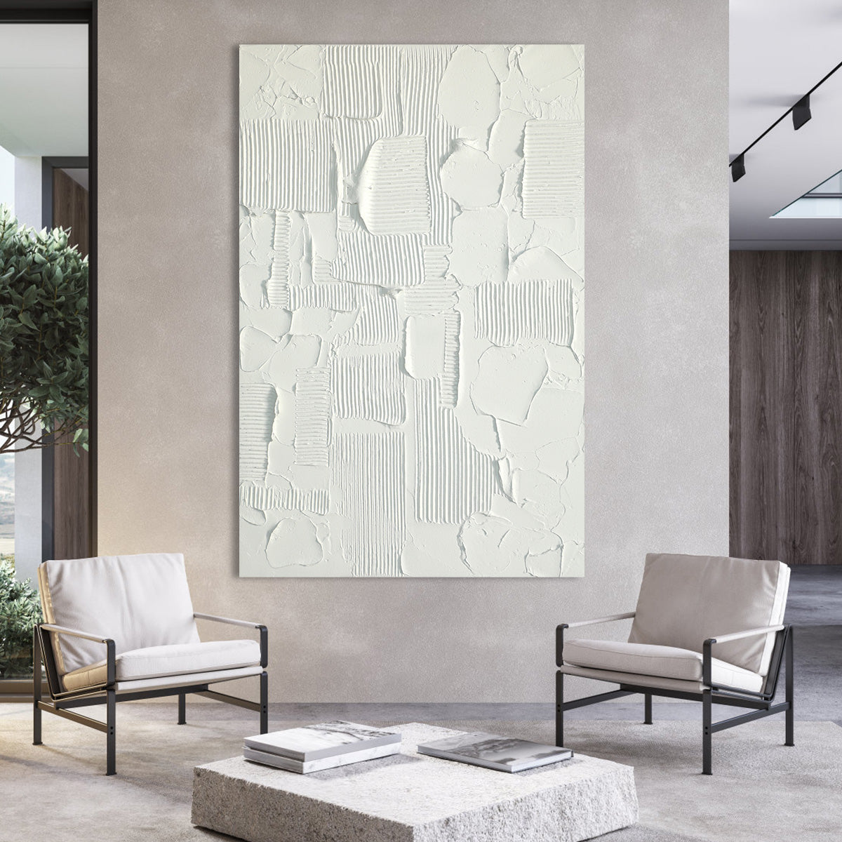 Geometric White Texture Canvas