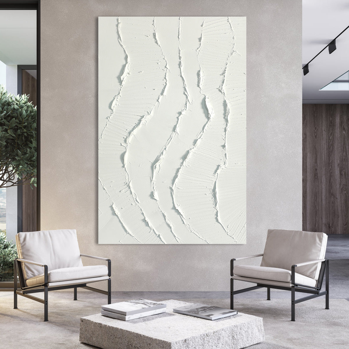 Serene White Texture Canvas