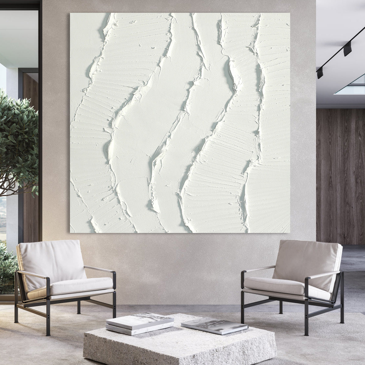 Flowing White Texture Canvas