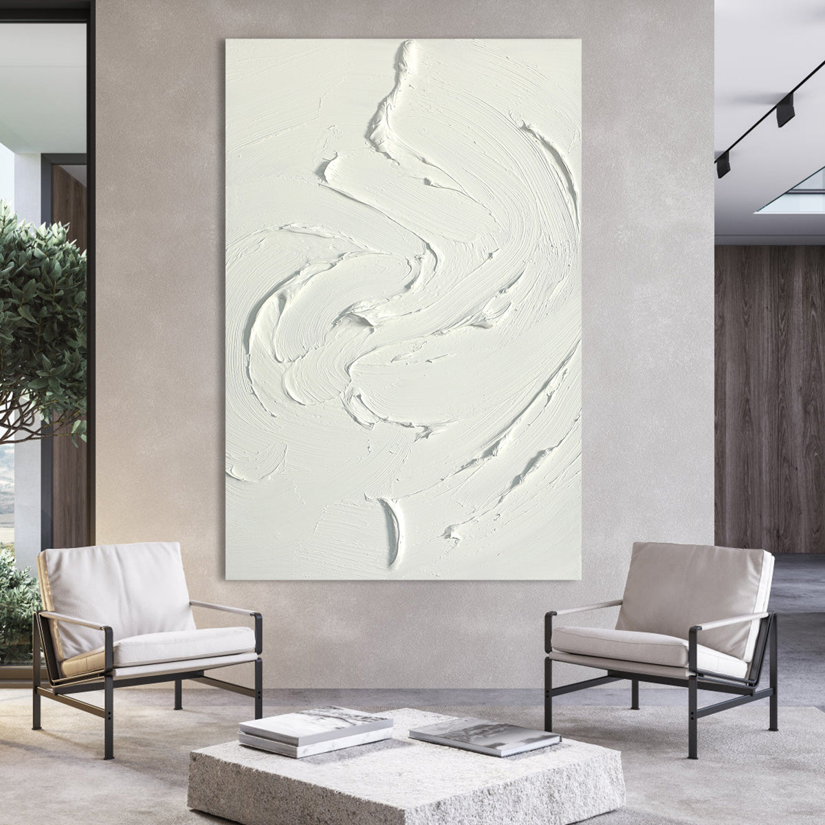 Swirling White Texture Canvas