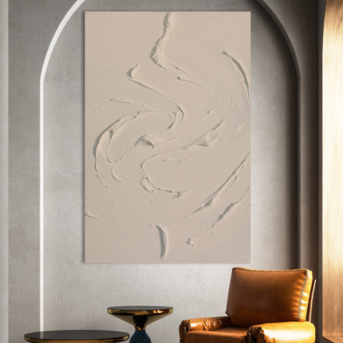 Beige Swirling Texture Canvas