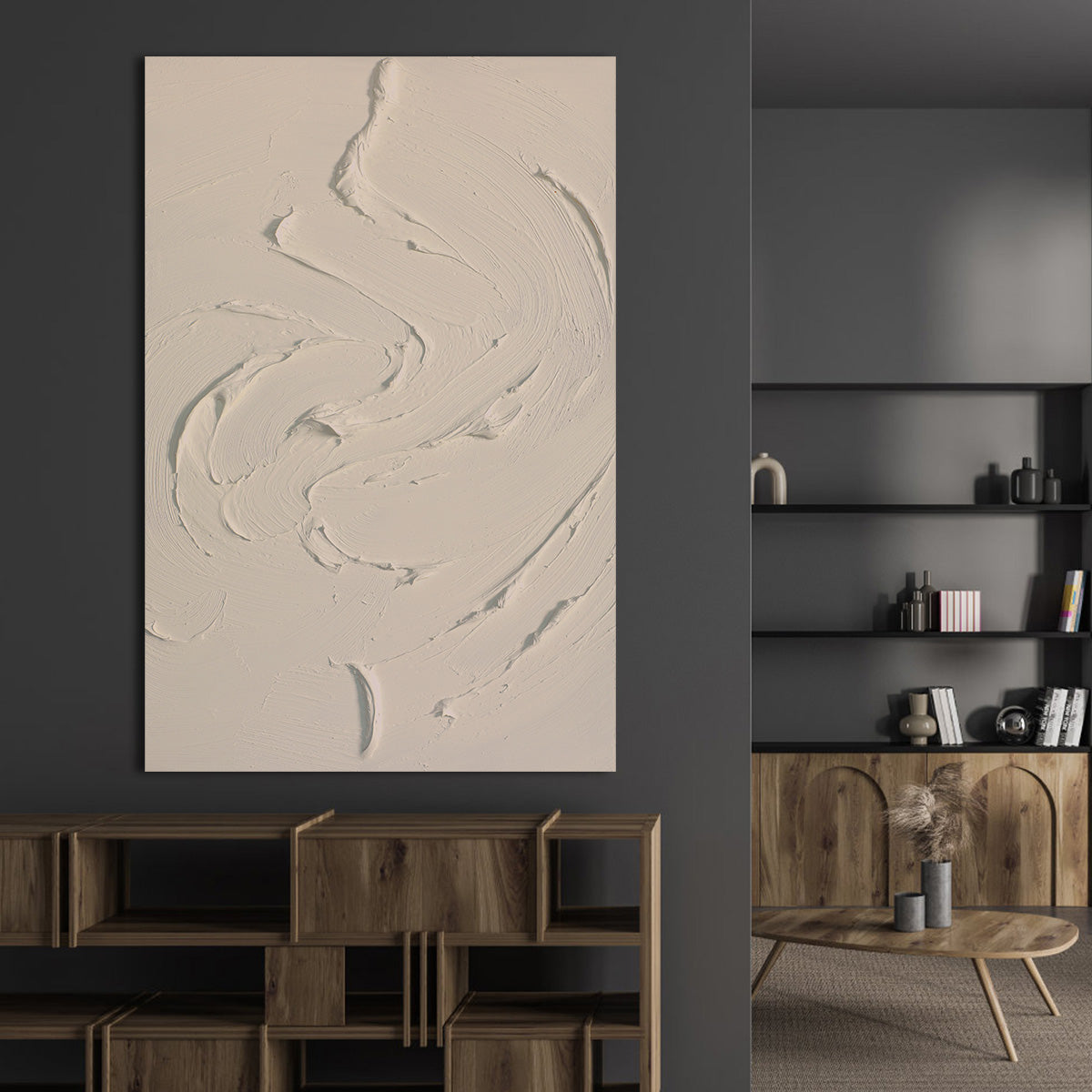 Beige Swirling Texture Canvas