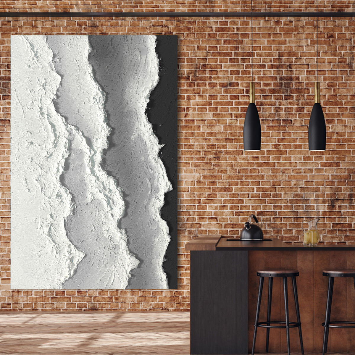 Monochrome Ridges Canvas Art