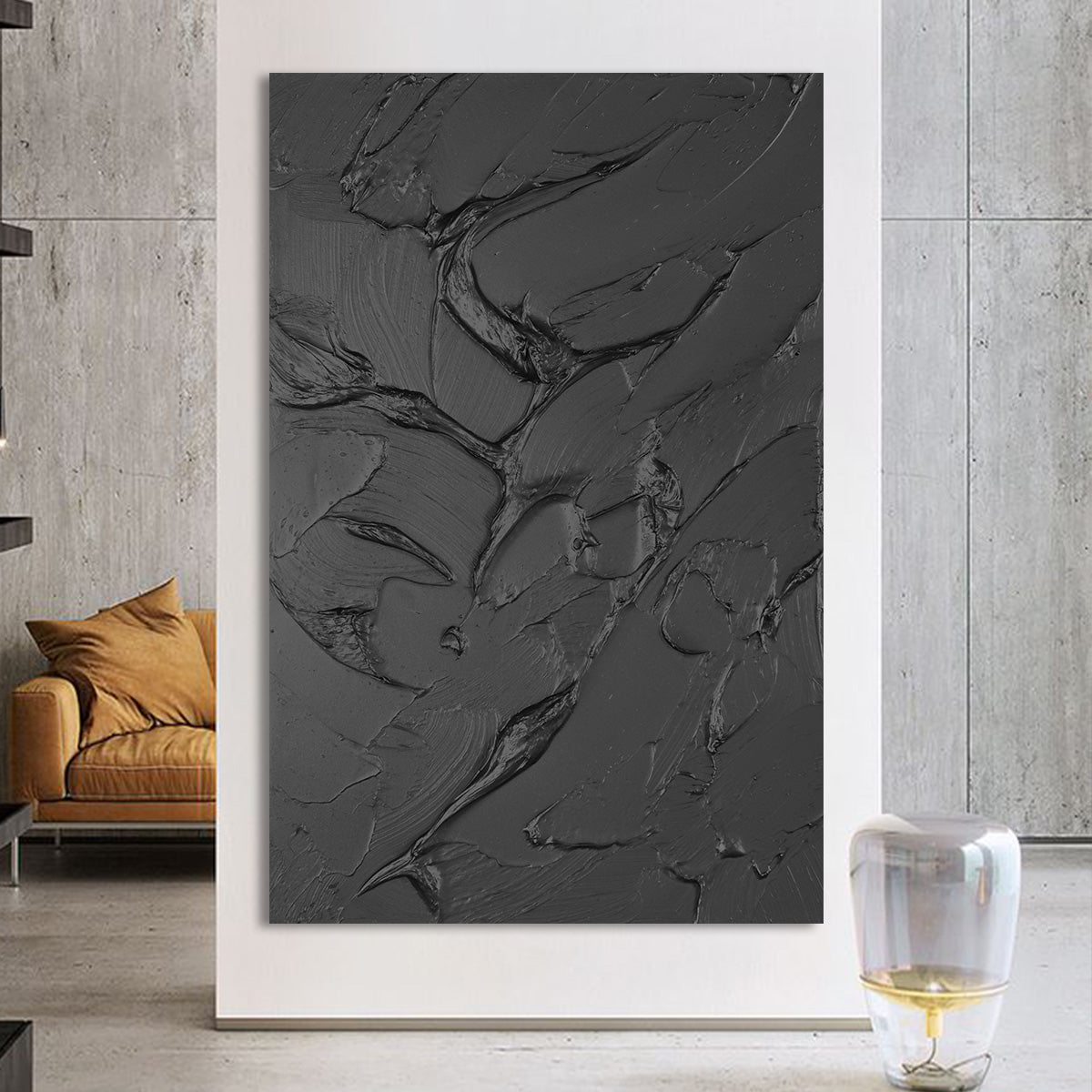 Black Texture Abstract Canvas