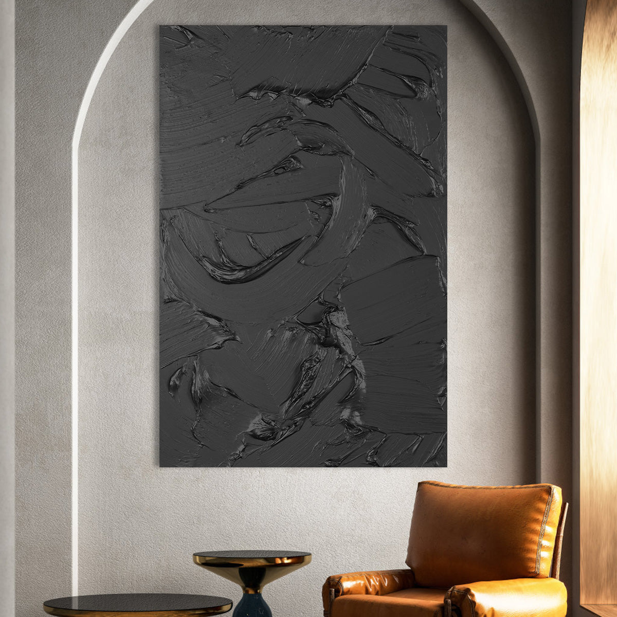 Black Abstract Textured Art