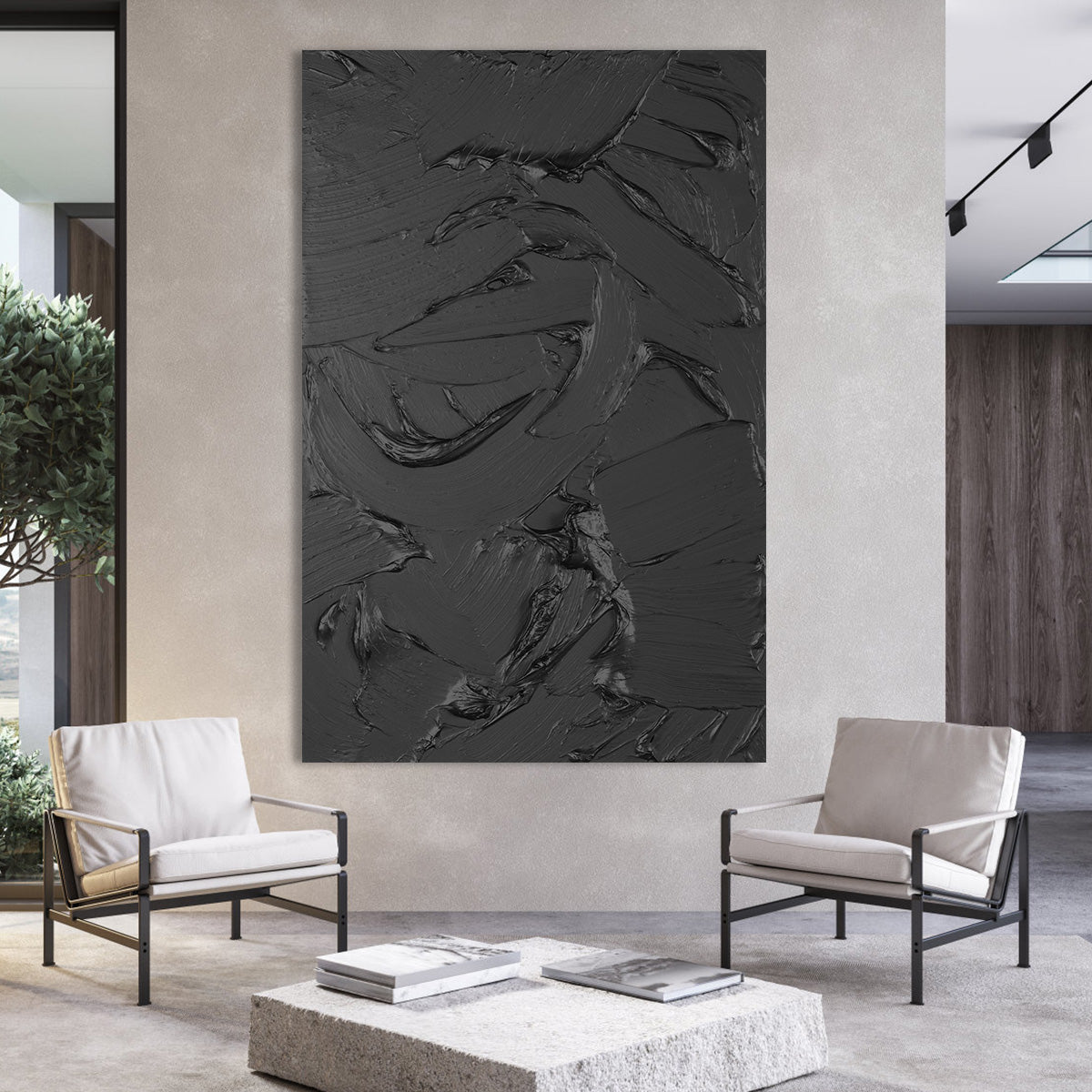 Black Abstract Textured Art