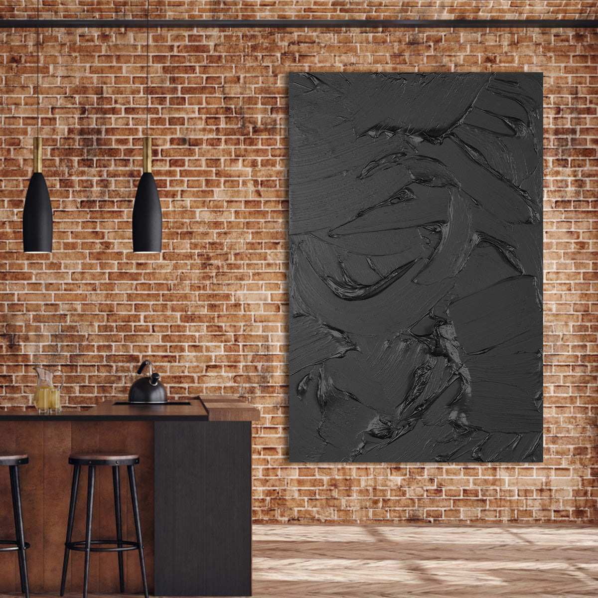 Black Abstract Textured Art