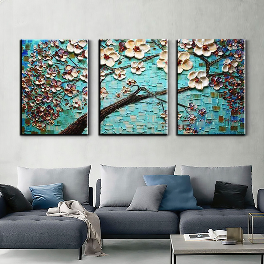 Blossom Breeze - Turquoise Triptych