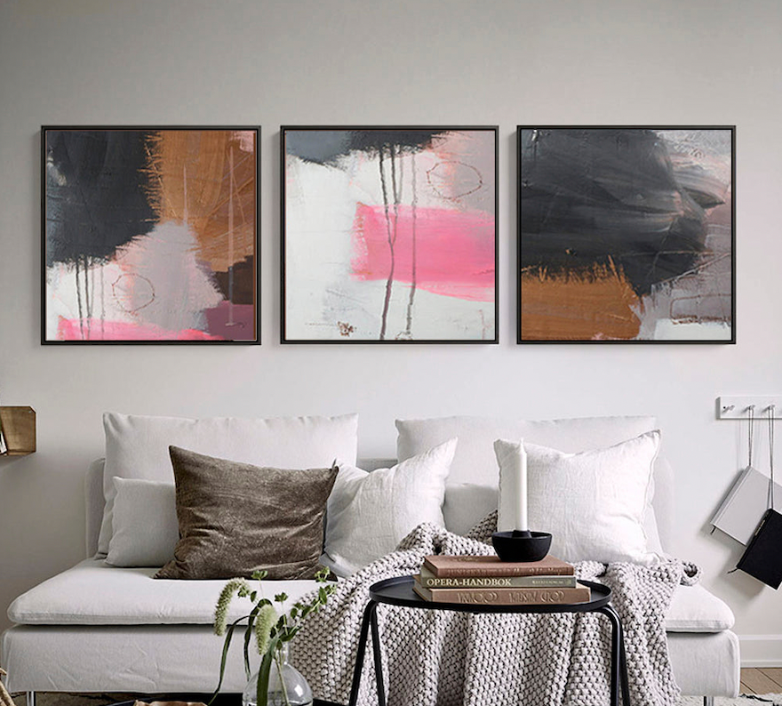 Muted Harmony - Abstract Triptych