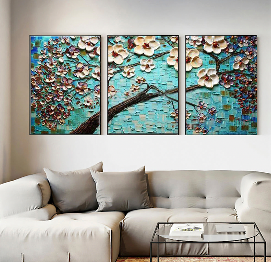 Blossom Breeze - Turquoise Triptych