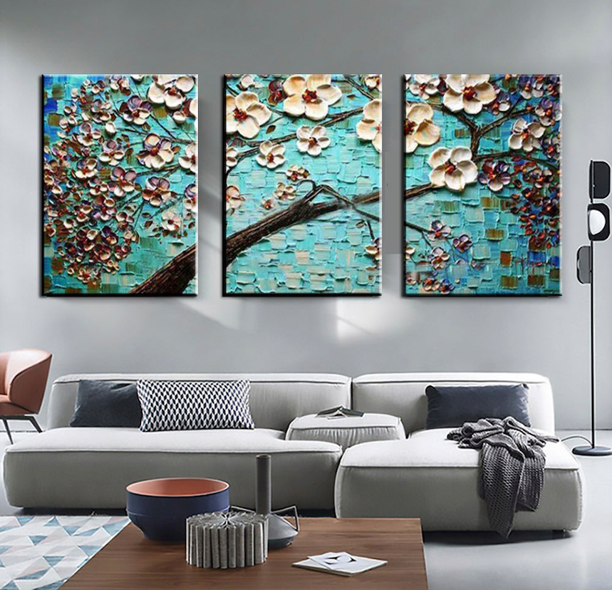 Blossom Breeze - Turquoise Triptych