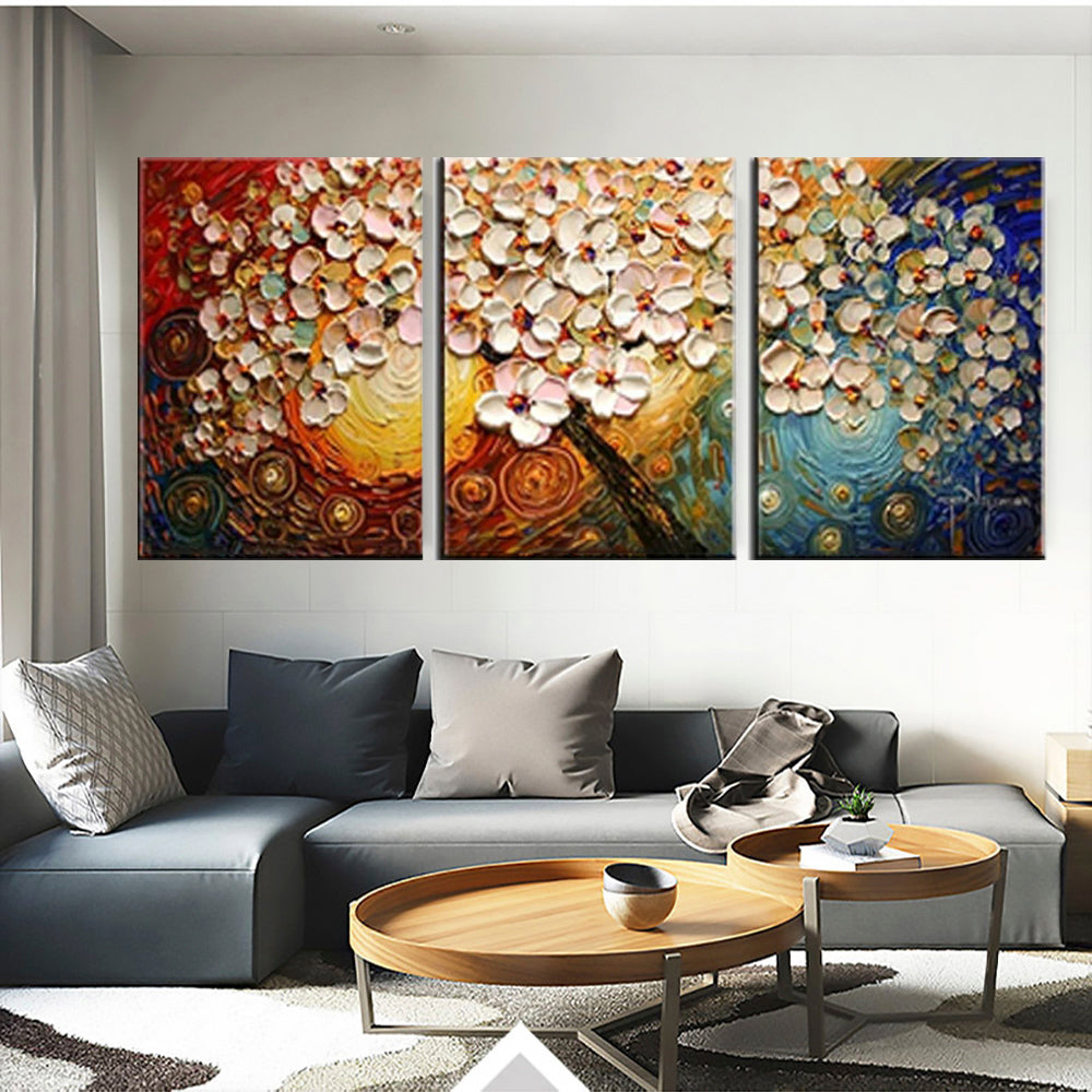 Vibrant Blossoms - Abstract Triptych