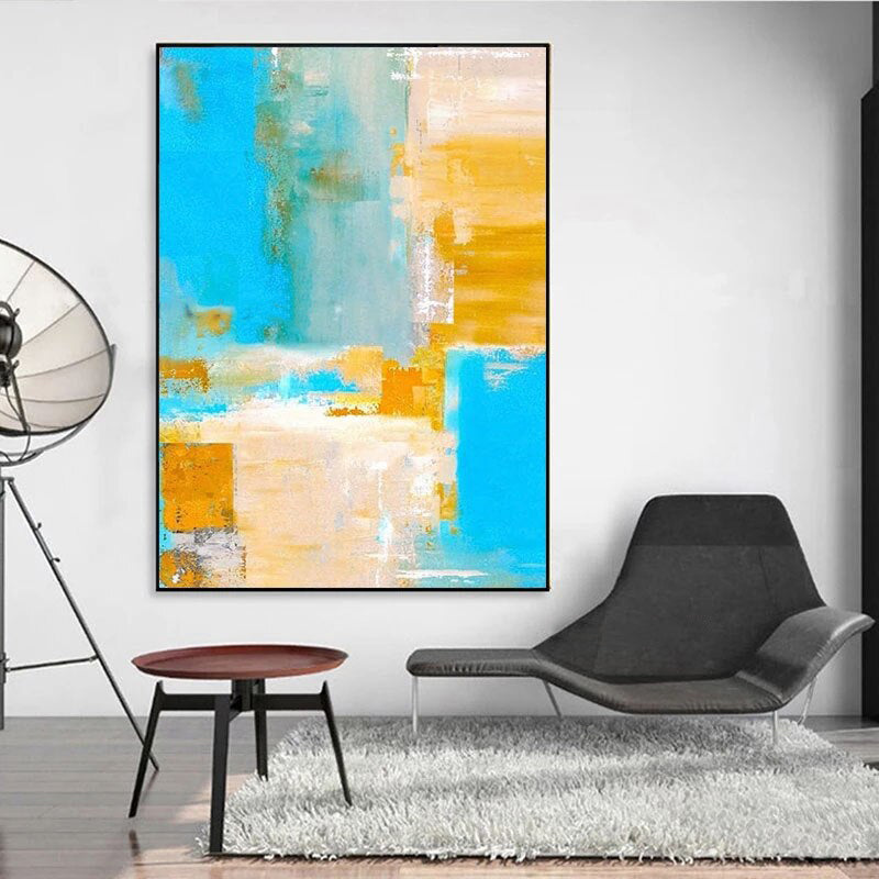 Sunlit Abstract: Blue & Gold Harmony