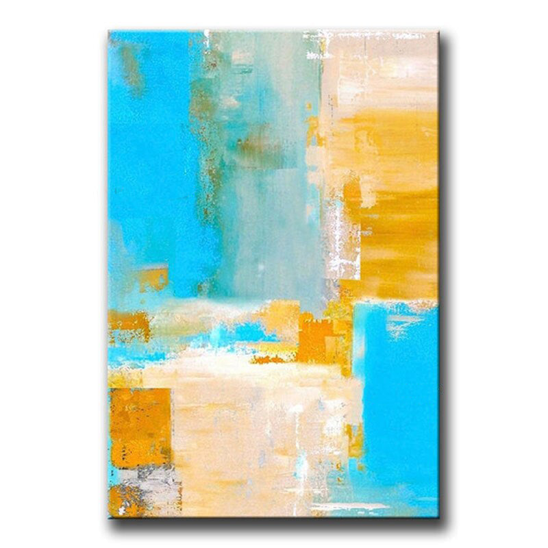 Sunlit Abstract: Blue & Gold Harmony