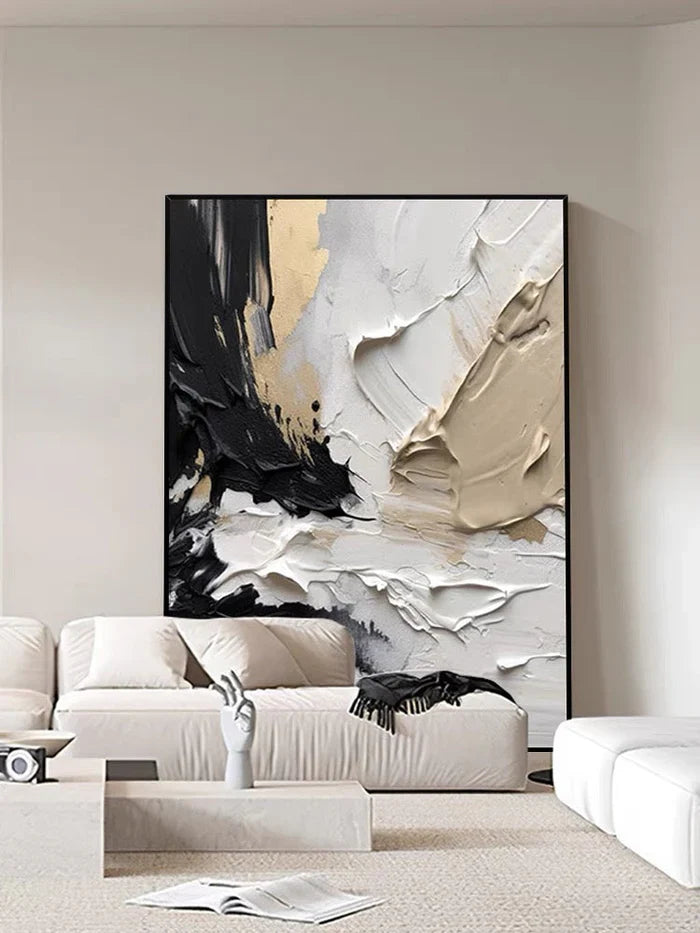 Abstract Black and White Textured Wall Art