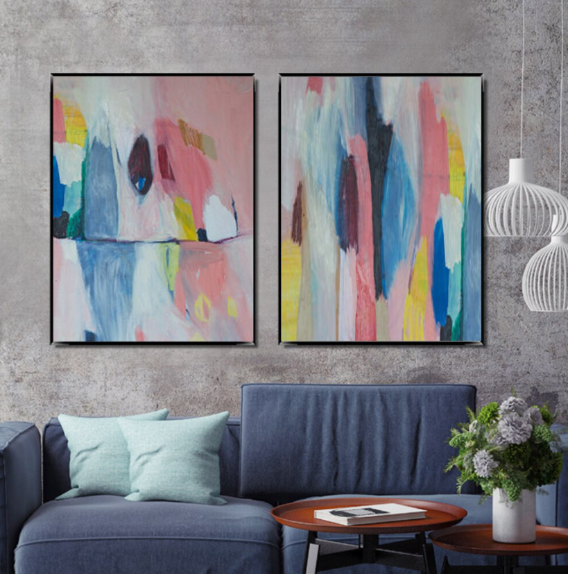 Pastel Dreams - Abstract Diptych