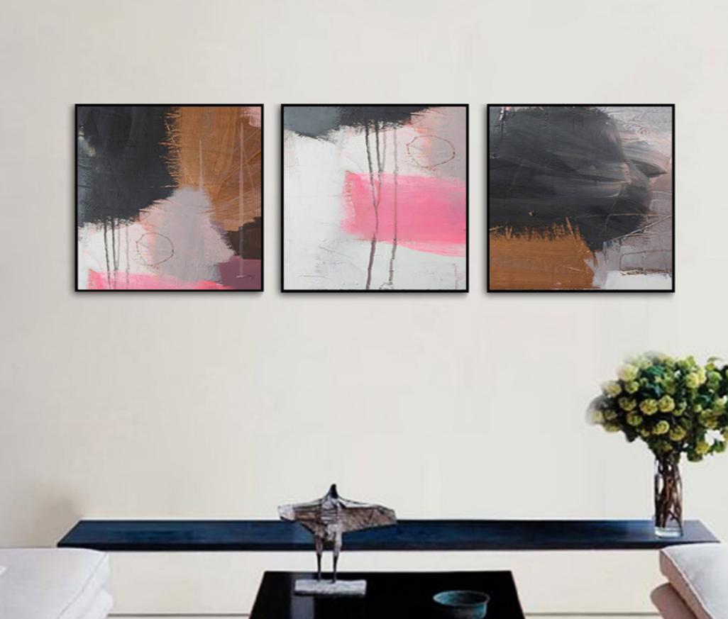 Muted Harmony - Abstract Triptych