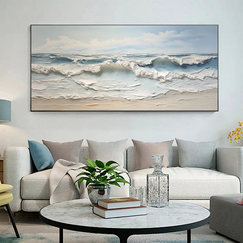 Serene Ocean Waves Textured Wall Art