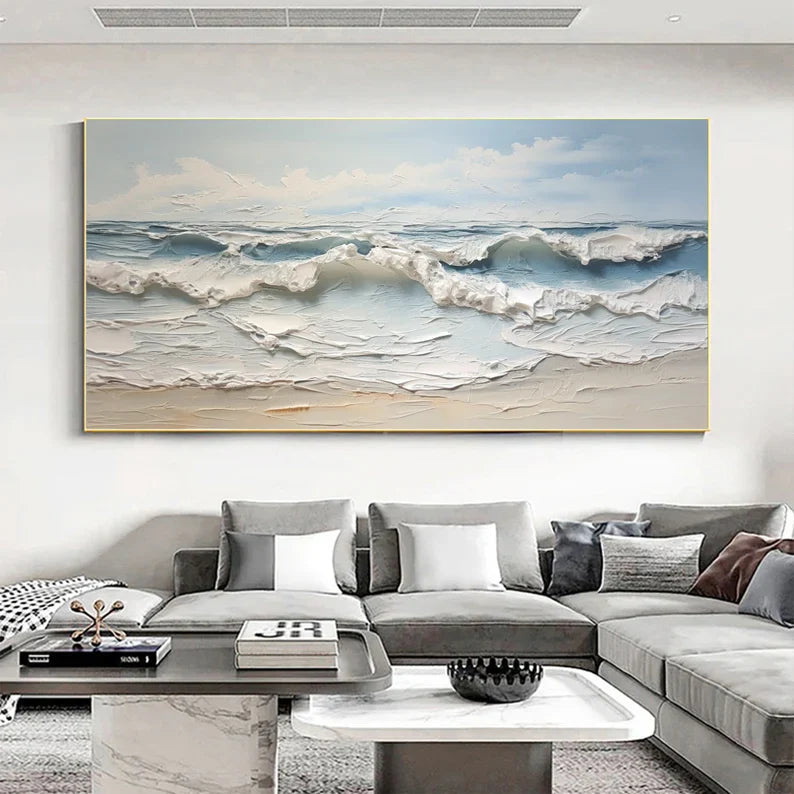 Serene Ocean Waves Textured Wall Art