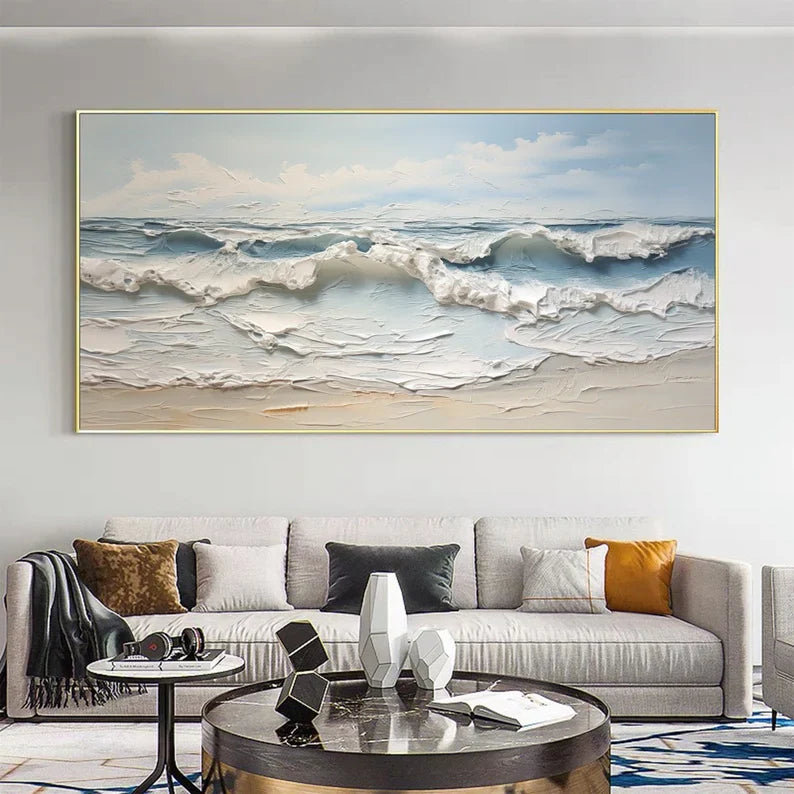 Serene Ocean Waves Textured Wall Art