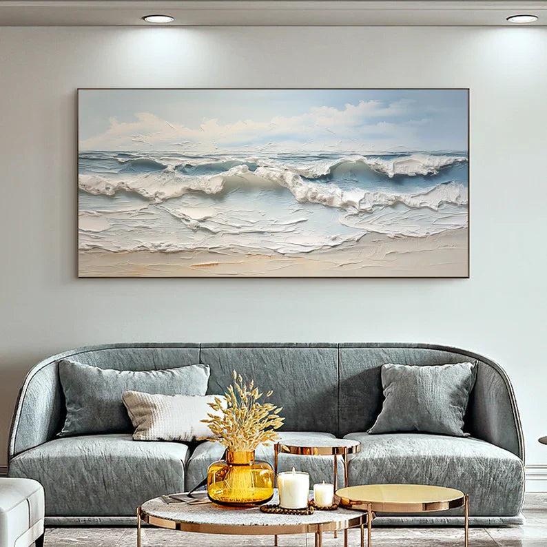 Serene Ocean Waves Textured Wall Art