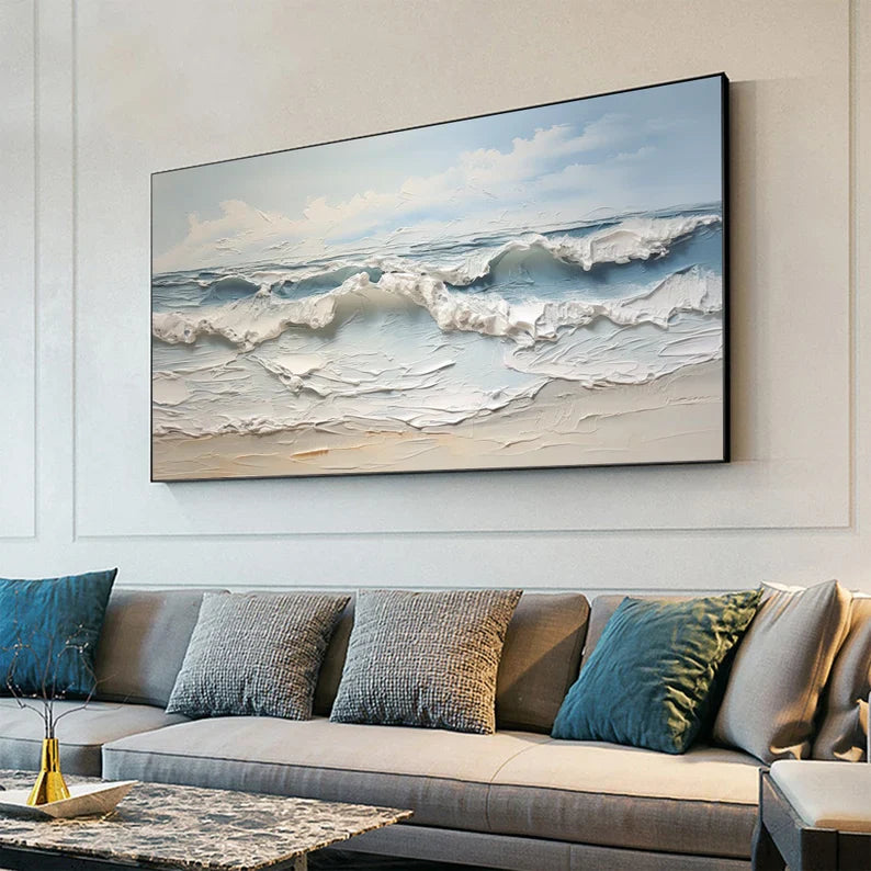 Serene Ocean Waves Textured Wall Art