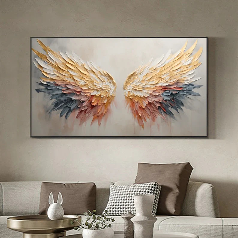 Elegant Angel Wings Textured Wall Art