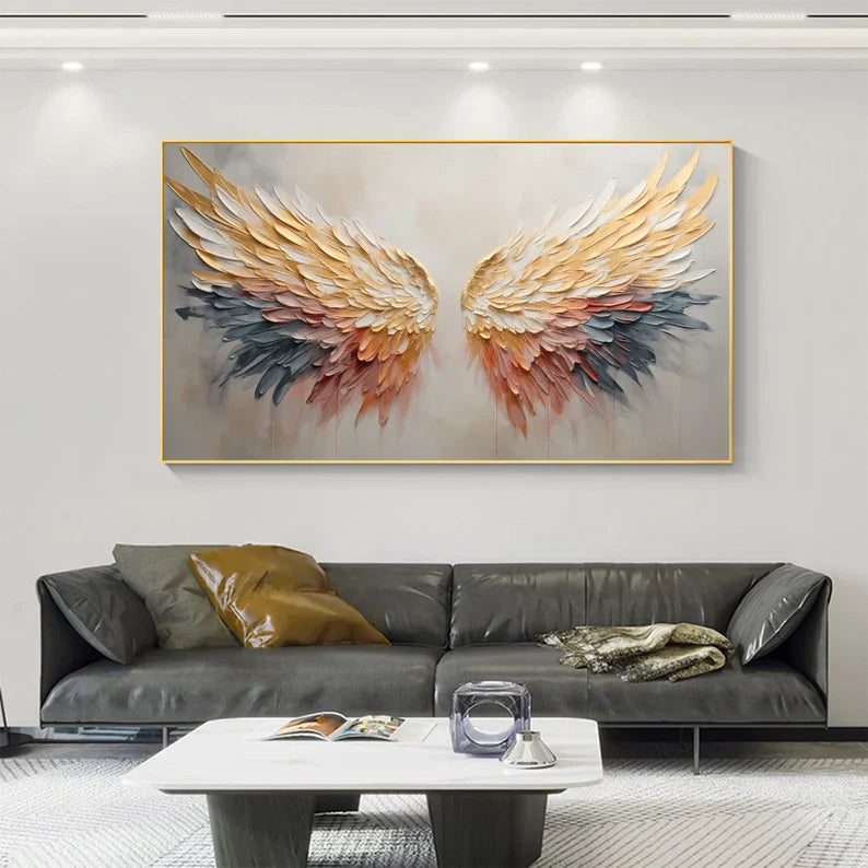 Elegant Angel Wings Textured Wall Art