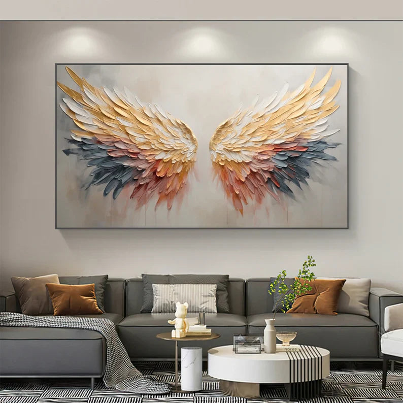 Elegant Angel Wings Textured Wall Art