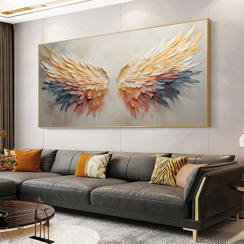 Elegant Angel Wings Textured Wall Art