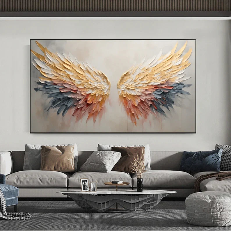 Elegant Angel Wings Textured Wall Art