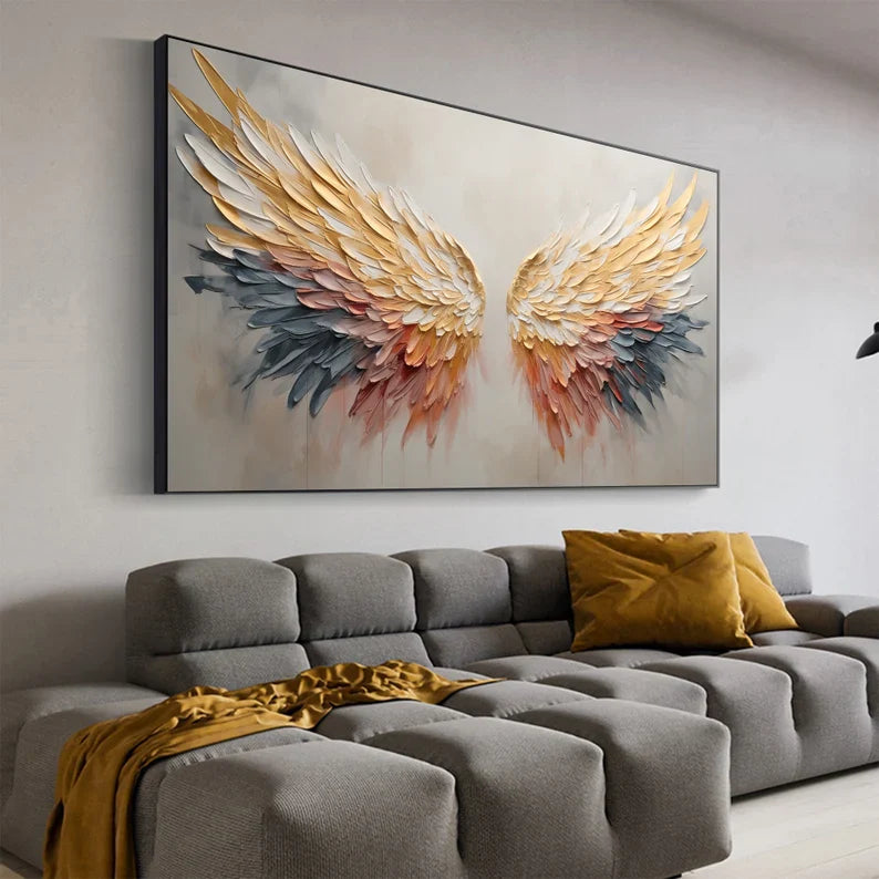 Elegant Angel Wings Textured Wall Art