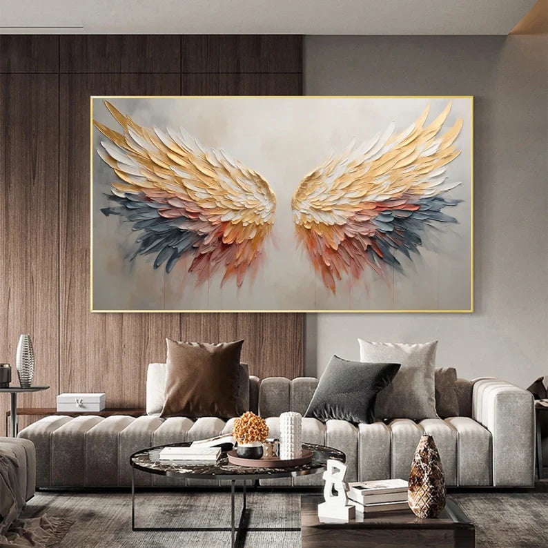 Elegant Angel Wings Textured Wall Art